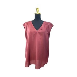 Daniel Rainn Women's Maroon V-Neck Blouse - Size Large
